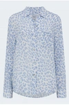 Rails Ellis Leopard Print Crinkled Shirt In Blue Jaguar