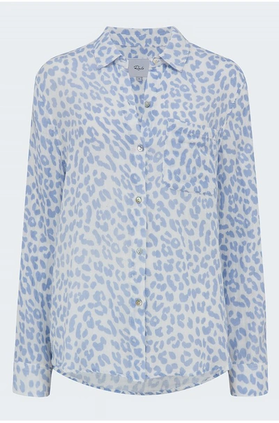 Rails Ellis Leopard Print Crinkled Shirt In Blue Jaguar