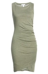 Leith Ruched Body-con Sleeveless Dress In Olive Sarma Heather