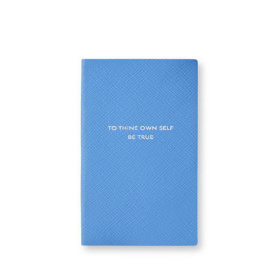 Smythson To Thine Own Self Be True Panama Notebook In Nile Blue