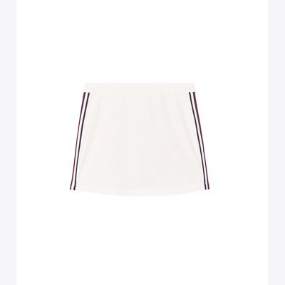 Tory Sport Tory Burch Tech Piqué Side-slit Tennis Skirt In Snow White/winetasting