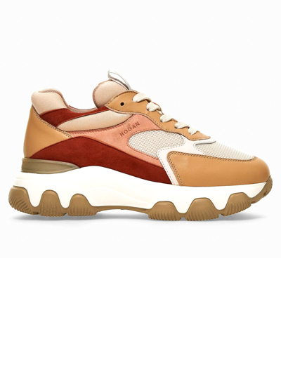 Hogan Multicolor Leather Blend Hyperactive Sneaker In Beige