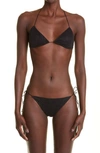 Oseree Crystal Embellished Triangle Bikini In Black