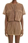 OSEREE LUMIÈRE CROP COVER-UP BOWLING SHIRT