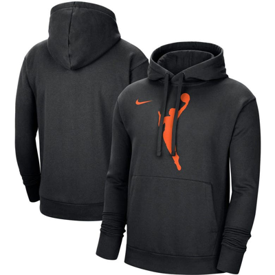 Nike Wnba  Fleece Pullover Hoodie In Black/brilliant Orange