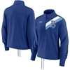 NIKE NIKE ROYAL BROOKLYN DODGERS COOPERSTOWN COLLECTION REWIND STRIPE PERFORMANCE HALF-ZIP PULLOVER