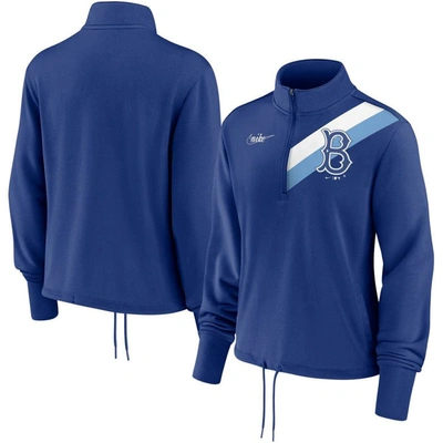 Nike Royal Brooklyn Dodgers Cooperstown Collection Rewind Stripe Performance Half-zip Pullover