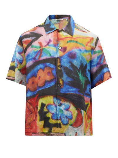 Our Legacy Multicolour Graphic-print Short-sleeved Shirt In Blue