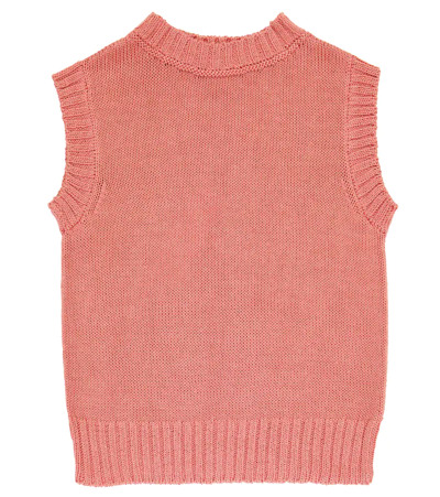 Caramel Kids' Typha Cotton Jumper Waistcoat In Pink