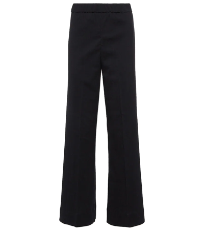Jil Sander Fluid High-waisted Wide-leg Trousers In Black