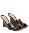 Bottega Veneta Stretch Square-toe Leather Wedge Mules In Fondant