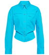 JACQUEMUS LA CHEMISE AQUA CUTOUT COTTON SHIRT