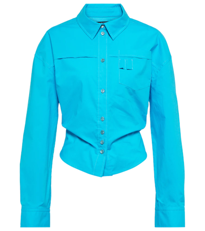 Jacquemus La Chemise Open-back Cotton-poplin Shirt In Azzurro