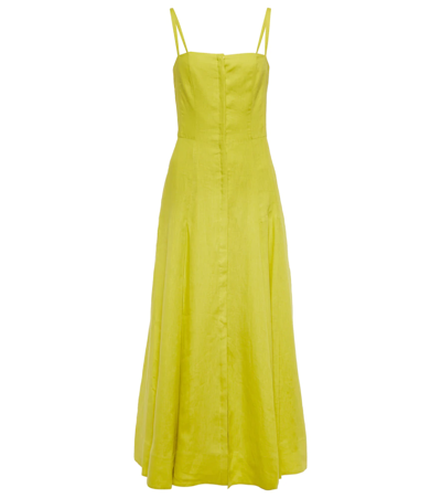 Gabriela Hearst Margritte Linen Midi Dress In Lime Adamite