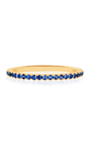 Ef Collection 14k Yellow Gold Sapphire Eternity Stacking Ring In Blue