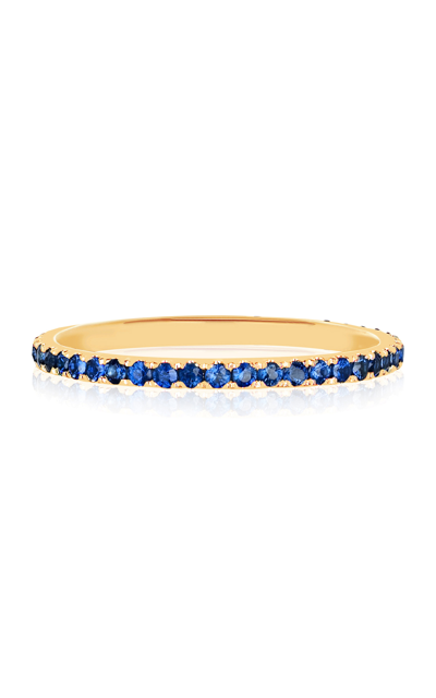 Ef Collection Women's 14k Yellow Gold Sapphire Eternity Stacking Ring In Blue