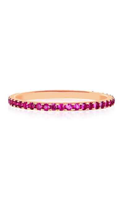 Ef Collection Women's 14k Yellow Gold Ruby Eternity Stacking Ring In Red