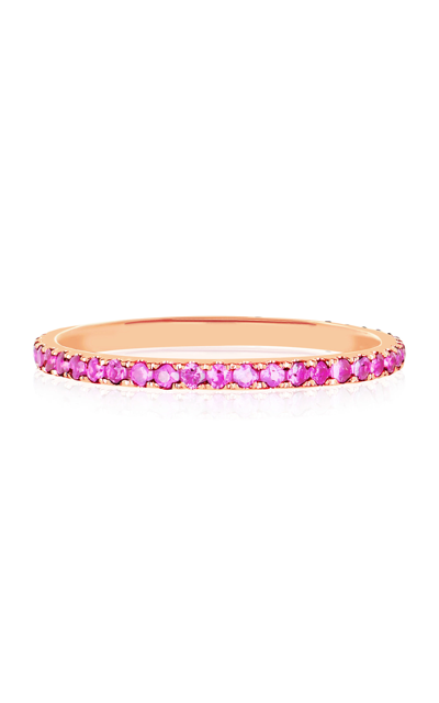 Ef Collection Women's 14k Yellow Gold Sapphire Eternity Stacking Ring In Pink