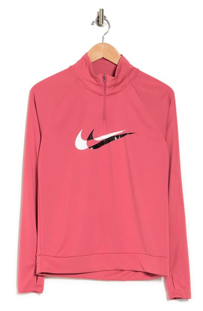 Nike Dri-fit Swoosh Run Midlayer Pullover In 622 Arch Pink/blk/rflctv/wht