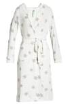 Honeydew Brushed Waffle-knit Hooded Lounge Pro Wrap Robe In Ivory Snowflakes