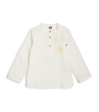 Bonton Cotton Collarless Shirt (6-12 Years) In White