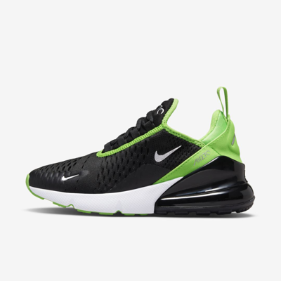 Nike Air Max 270 Big Kids' Shoes In Black,green Strike,white,chrome