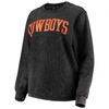 Pressbox Women's Black Oklahoma State Cowboys Comfy Cord Vintage-like Wash Basic Arch Pullover Sweatshirt In Black