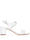 Ferragamo Cayla Calfskin Gancini Bit Slingback Sandals In Weiss