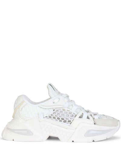 Dolce & Gabbana Dolce And Gabbana Womans White Air Master Mix Of Materials Sneakers