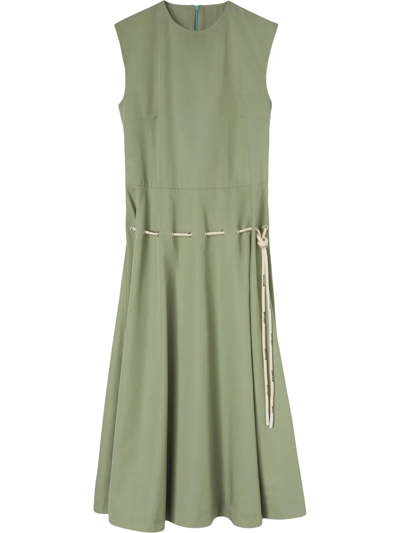 Palm Angels Cord Sleeveless Midi Dress In Green