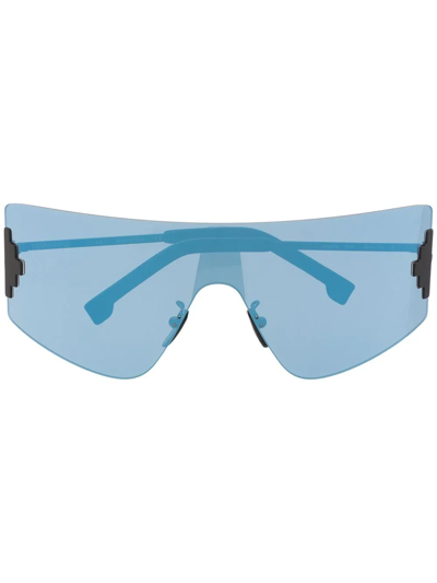 Marcelo Burlon County Of Milan Men's Bolax 99mm Shield Sunglasses In Blue