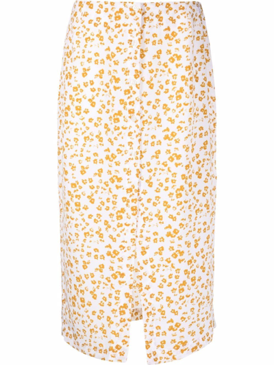 Calvin Klein Jeans Est.1978 Floral-print Straight Skirt In Nude