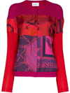 Ferragamo Heritage-print Panelled Cardigan In Violett