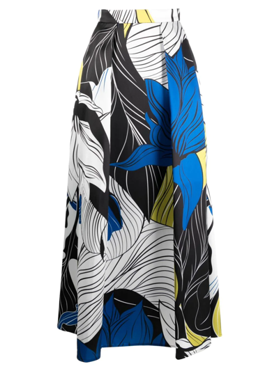 Elie Saab Mikado Floral-print High-waisted Skirt