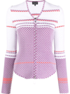 Giorgio Armani Checkerboard-knit Zip-up Jacket In Violett