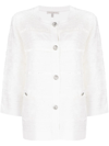 Shiatzy Chen Textured-knit Crop-sleeve Cardigan In White
