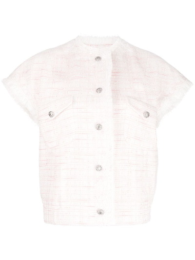 Shiatzy Chen Lace-embellished Tweed Jacket In Pink