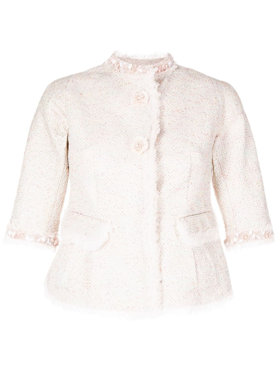 Shiatzy Chen Bead-embellished Tweed Jacket In Pink