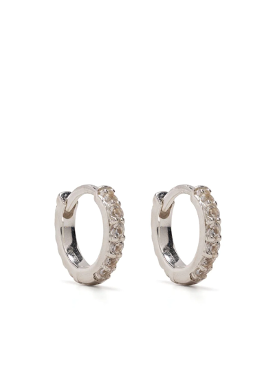 Dower & Hall Sapphire Embellished Sterling-silver Hoops In Silber