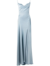 Jonathan Simkhai Finley Satin-finish Evening Gown In Blau