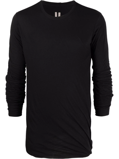 Rick Owens Long-sleeved Gathered T-shirt In Schwarz