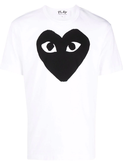 Comme Des Garçons Play Signature Heart-print T-shirt In White