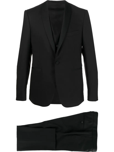 Tagliatore Virgin-wool Three-piece Dinner Suit In Schwarz
