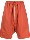 Rick Owens Drkshdw Drawstring-waist Cotton Drop-crotch Shorts In Orange