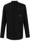 Fendi Logo-patch Button-up Shirt In Schwarz