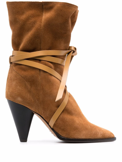 Isabel Marant Velvet Summer Boots In Brown