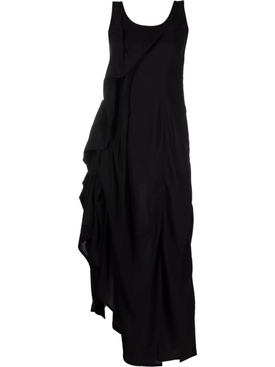 Yohji Yamamoto Ruffle-trim Detail Dress In Schwarz