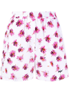 Msgm Floral-print Cotton Shorts In Weiss