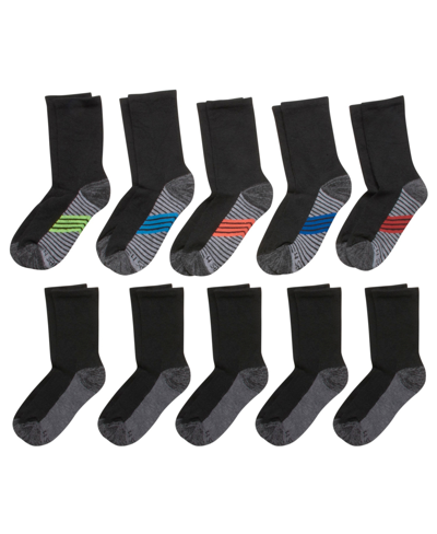 Hanes Big Boys Ultimate Crew Socks, Pack Of 10 In Black