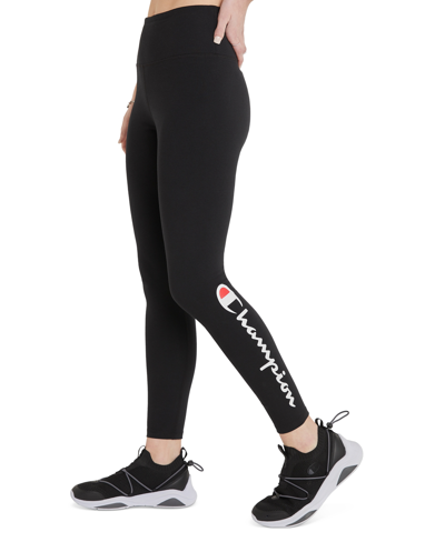 Champion Women's 7/8 Script Logo Authentic Leggings In Black